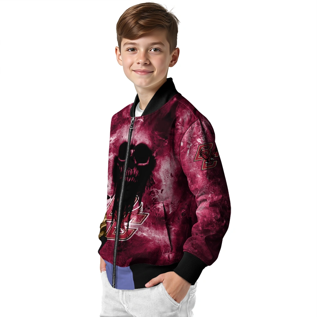personalized boston college eagles skull cluster maroon bomber jacket trendy personalized boston college eagles skull cluster maroon bomber jacket trendy
