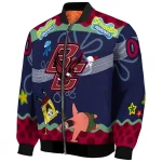 personalized boston college eagles spongebob playtime maroon blue bomber jacket best selling