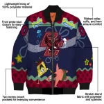 personalized boston college eagles spongebob playtime maroon blue bomber jacket best selling