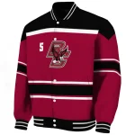 personalized boston college eagles stripe statement maroon black varsity jacket best selling