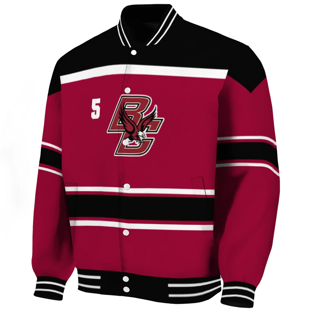 personalized boston college eagles stripe statement maroon black varsity jacket best selling personalized boston college eagles stripe statement maroon black varsity jacket best selling