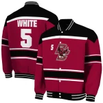 personalized boston college eagles stripe statement maroon black varsity jacket best selling