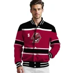 personalized boston college eagles stripe statement maroon black varsity jacket best selling