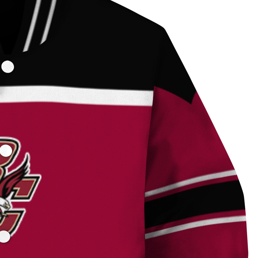 personalized boston college eagles stripe statement maroon black varsity jacket premium grade personalized boston college eagles stripe statement maroon black varsity jacket premium grade