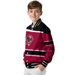 personalized boston college eagles stripe statement maroon black varsity jacket best selling