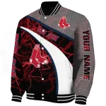 personalized boston red sox electric flash red varsity jacket best selling