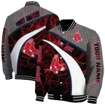 personalized boston red sox electric flash red varsity jacket best selling