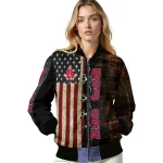 personalized boston red sox flag wood brown bomber jacket best selling