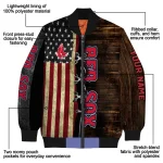 personalized boston red sox flag wood brown bomber jacket best selling
