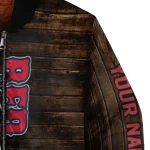 personalized boston red sox flag wood brown bomber jacket best selling
