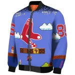 personalized boston red sox mario blocks blue black bomber jacket best selling