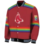 personalized boston red sox rainbow jersey number red varsity jacket best selling