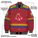 personalized boston red sox rainbow jersey number red varsity jacket best selling