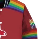 personalized boston red sox rainbow jersey number red varsity jacket best selling