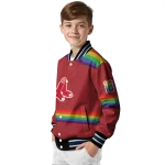 personalized boston red sox rainbow jersey number red varsity jacket best selling