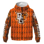 personalized bowling green falcons lightning strike grid orange windbreaker jacket best selling