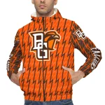 personalized bowling green falcons lightning strike grid orange windbreaker jacket best selling