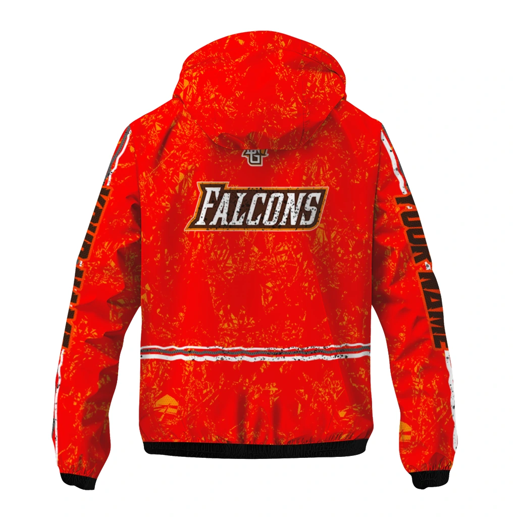 personalized bowling green falcons shards cluster orange windbreaker jacket fashion forward personalized bowling green falcons shards cluster orange windbreaker jacket fashion forward
