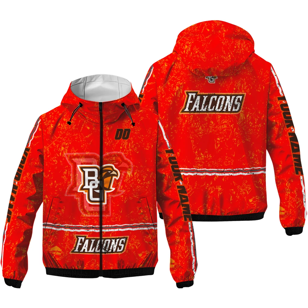 personalized bowling green falcons shards cluster orange windbreaker jacket high quality personalized bowling green falcons shards cluster orange windbreaker jacket high quality