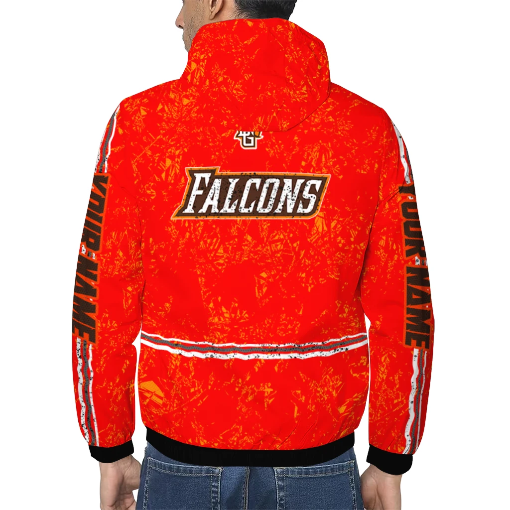 personalized bowling green falcons shards cluster orange windbreaker jacket trendy personalized bowling green falcons shards cluster orange windbreaker jacket trendy