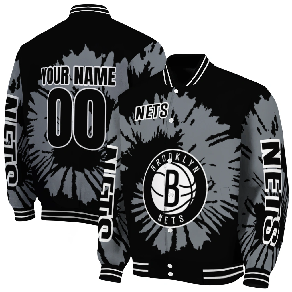 personalized brooklyn nets burst splatter black varsity jacket fashion forward personalized brooklyn nets burst splatter black varsity jacket fashion forward