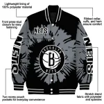 personalized brooklyn nets burst splatter black varsity jacket best selling