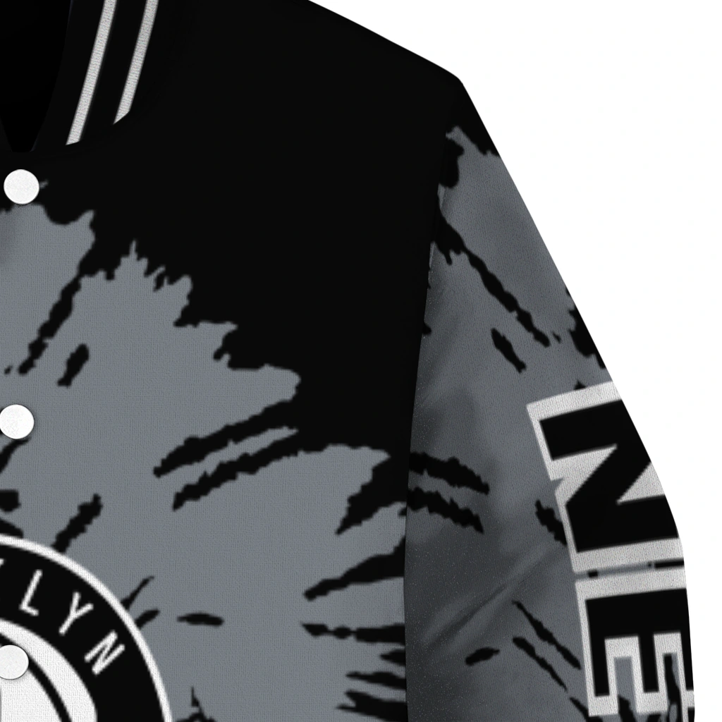 personalized brooklyn nets burst splatter black varsity jacket premium grade personalized brooklyn nets burst splatter black varsity jacket premium grade