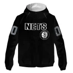 personalized brooklyn nets flame trim black windbreaker jacket best selling