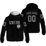 personalized brooklyn nets flame trim black windbreaker jacket best selling