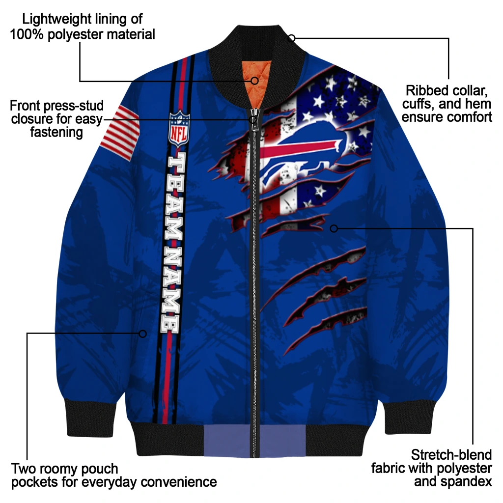 personalized buffalo bills american pride tears blue bomber jacket new arrival personalized buffalo bills american pride tears blue bomber jacket new arrival