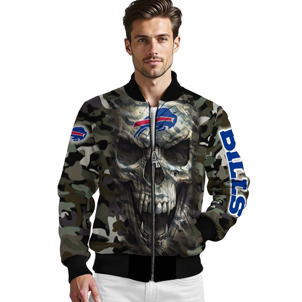 personalized buffalo bills camouflage skull camouflage bomber jacket high quality personalized buffalo bills camouflage skull camouflage bomber jacket high quality