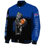 personalized buffalo bills groot football blue black varsity jacket best selling