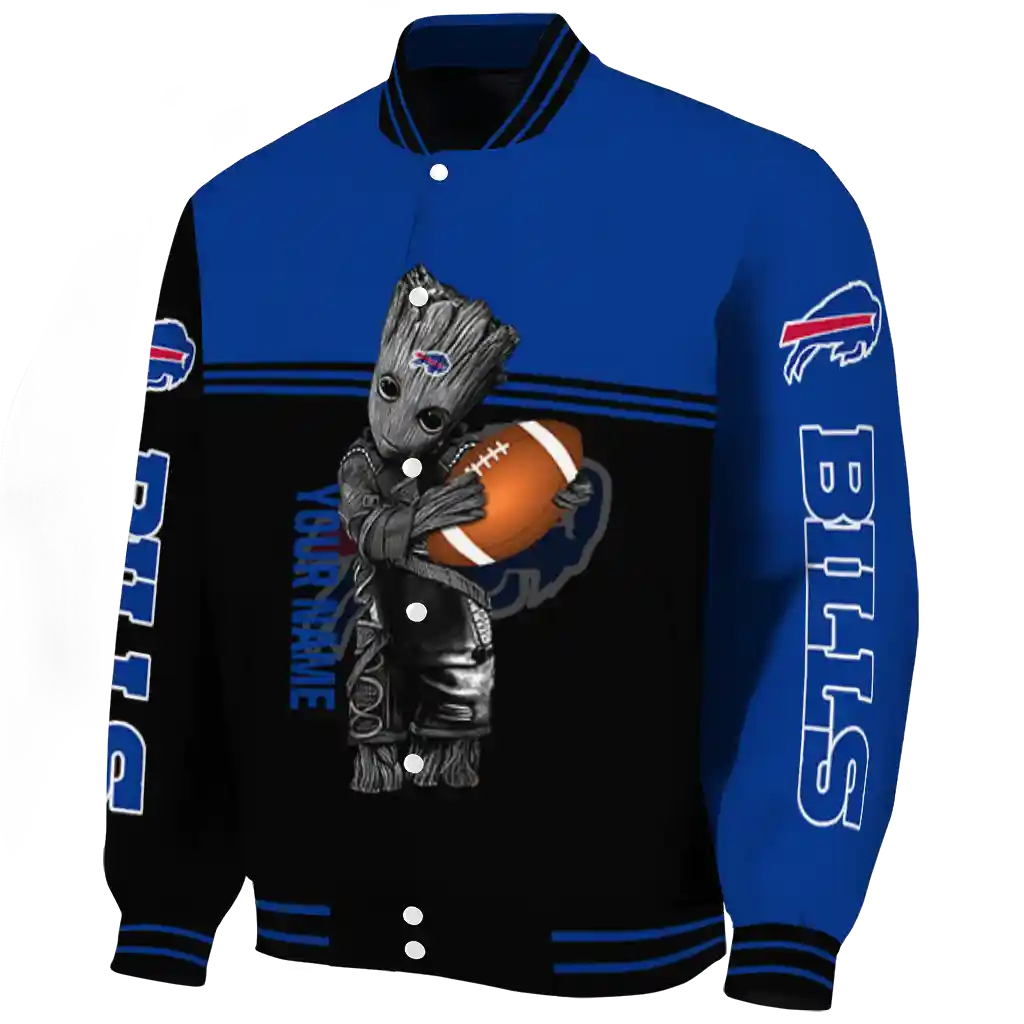 personalized buffalo bills groot football blue black varsity jacket best selling personalized buffalo bills groot football blue black varsity jacket best selling