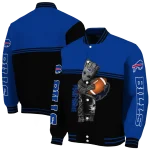 personalized buffalo bills groot football blue black varsity jacket best selling
