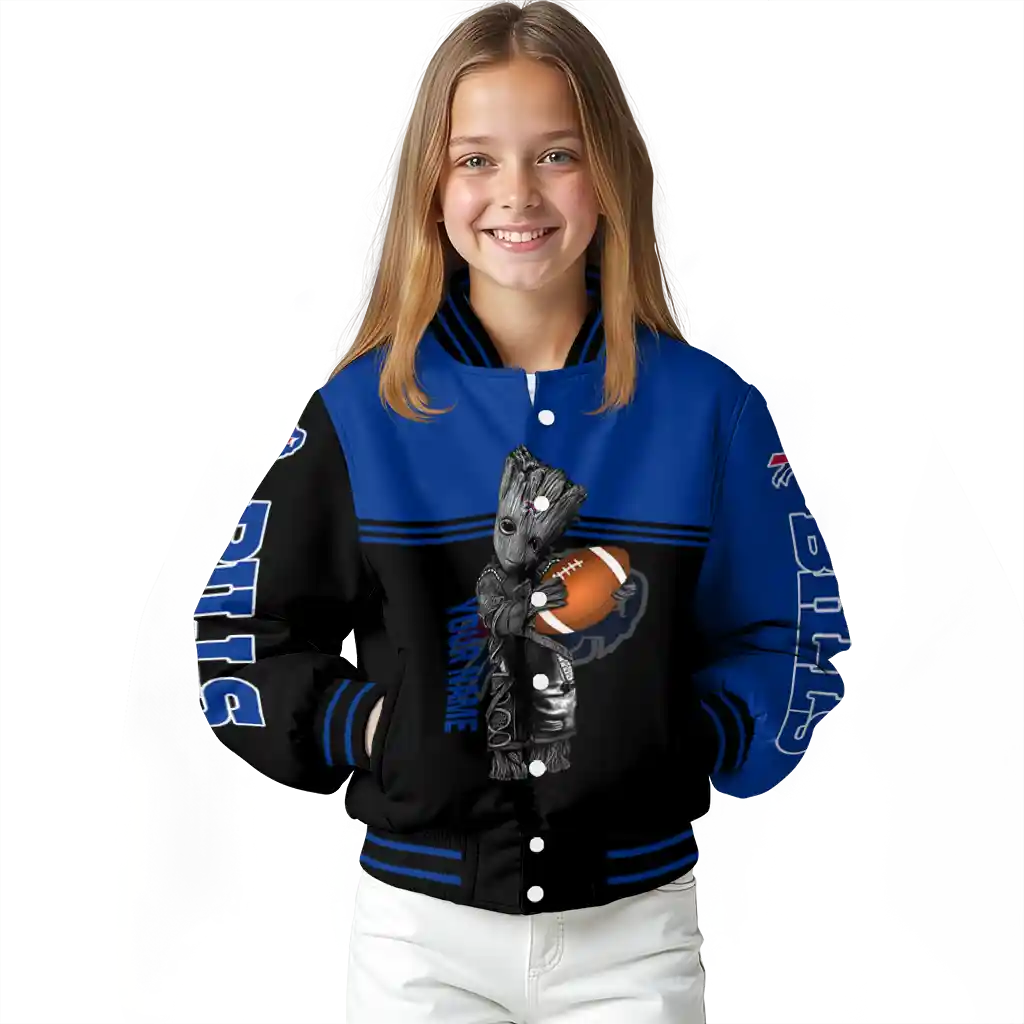 personalized buffalo bills groot football blue black varsity jacket top rated personalized buffalo bills groot football blue black varsity jacket top rated