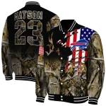 personalized buffalo bills patriot deer camouflage varsity jacket best selling