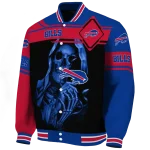 personalized buffalo bills reaper hands blue black varsity jacket best selling
