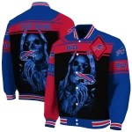 personalized buffalo bills reaper hands blue black varsity jacket best selling