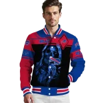 personalized buffalo bills reaper hands blue black varsity jacket best selling