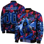 personalized buffalo bills skull horde blue bomber jacket best selling