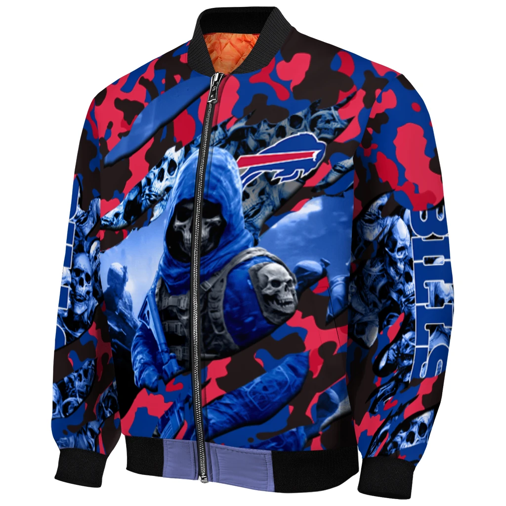 personalized buffalo bills skull horde blue bomber jacket fashion forward personalized buffalo bills skull horde blue bomber jacket fashion forward