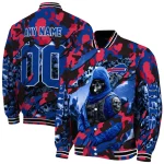 personalized buffalo bills skull horde blue varsity jacket best selling