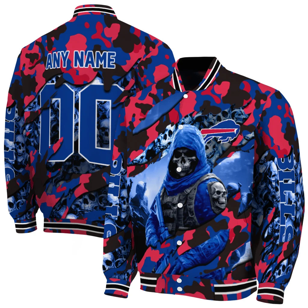 personalized buffalo bills skull horde blue varsity jacket fashion forward personalized buffalo bills skull horde blue varsity jacket fashion forward