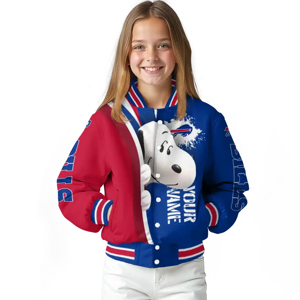 personalized buffalo bills snoopy head blue varsity jacket top rated personalized buffalo bills snoopy head blue varsity jacket top rated