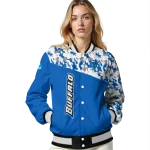 personalized buffalo bulls camouflage splash royal blue varsity jacket best selling