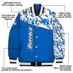 personalized buffalo bulls camouflage splash royal blue varsity jacket best selling