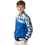 personalized buffalo bulls camouflage splash royal blue varsity jacket best selling