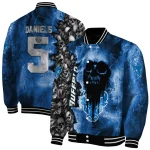 personalized buffalo bulls skull cluster royal blue varsity jacket best selling