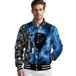 personalized buffalo bulls skull cluster royal blue varsity jacket best selling