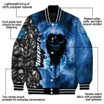 personalized buffalo bulls skull cluster royal blue varsity jacket best selling